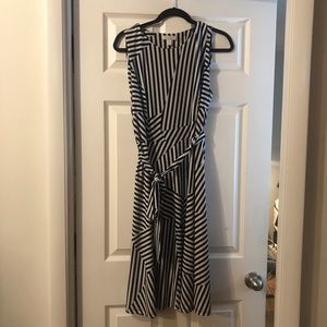 navy and white striped dress